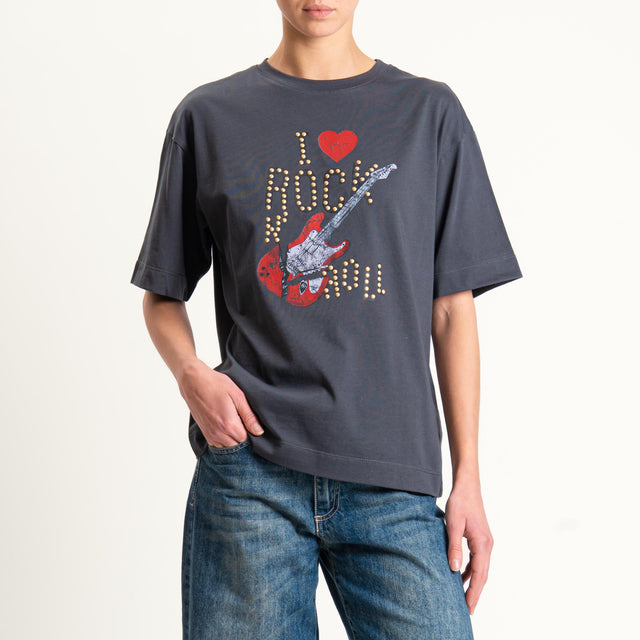 Dixie-T-shirt "I LOVE ROCK N'ROLL" - piombo