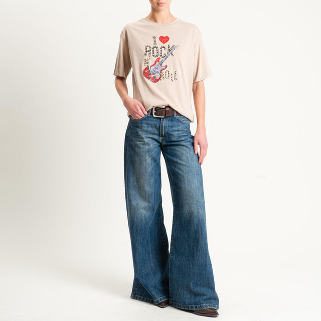 Dixie-T-shirt "I LOVE ROCK N'ROLL" - beige