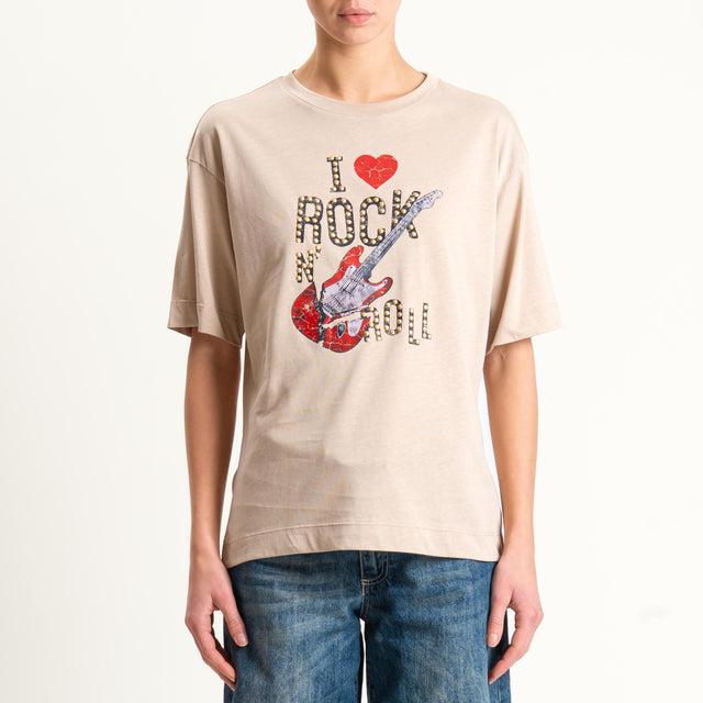 Dixie-T-shirt "I LOVE ROCK N'ROLL" - beige