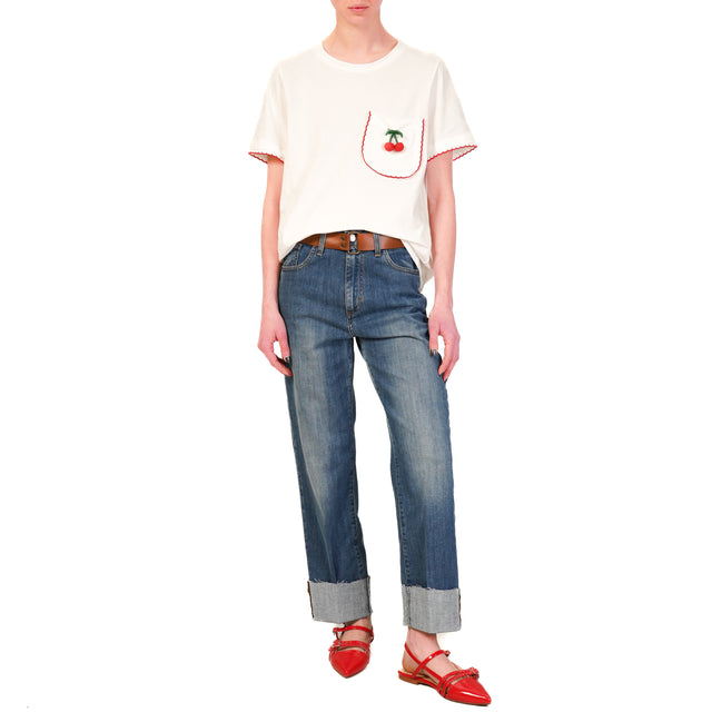 Dixie-T-shirt spilla ciliegie - bianco