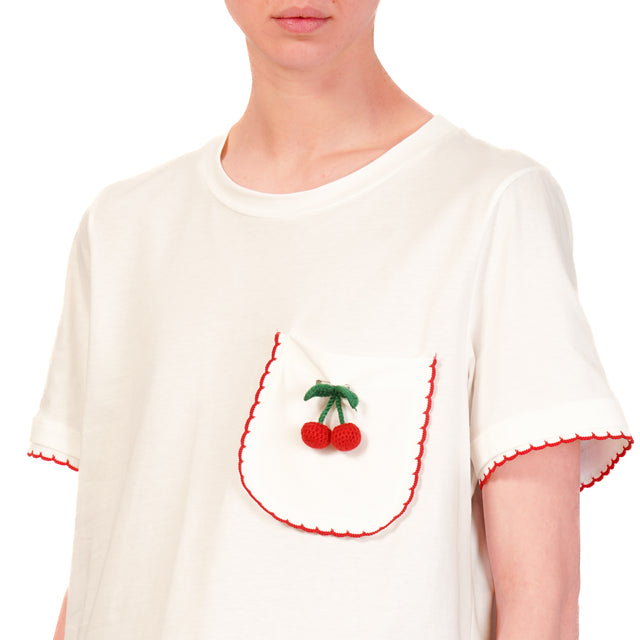 Pin de camiseta Dixie con cerezas - blanco