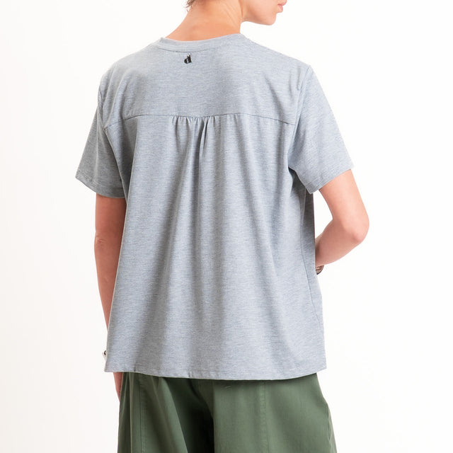 Dixie-T-shirt tasca paillettes e pizzo - grigio