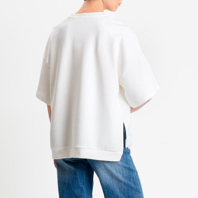 Dixie-T-shirt in felpa stampa n.30 - panna