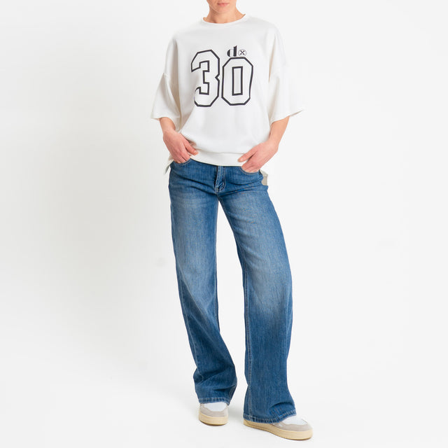 Dixie-T-shirt in felpa stampa n.30 - panna