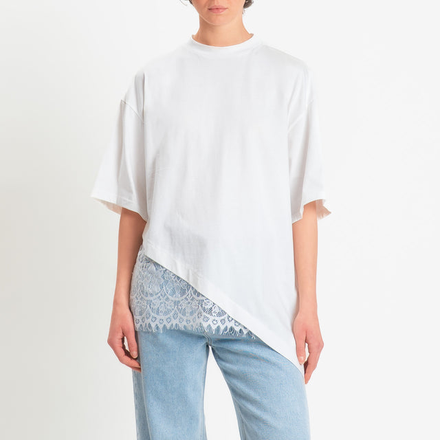 Dixie-T-shirt asimmetrica con pizzo - panna