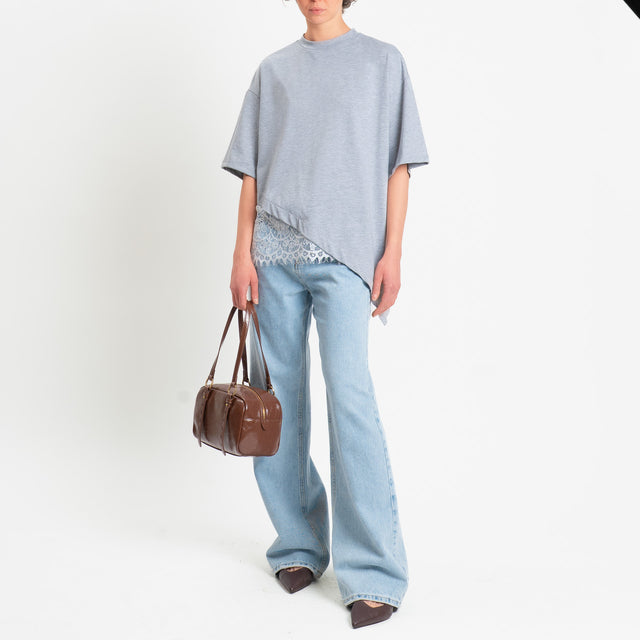 Dixie-T-shirt asimmetrica con pizzo - grigio