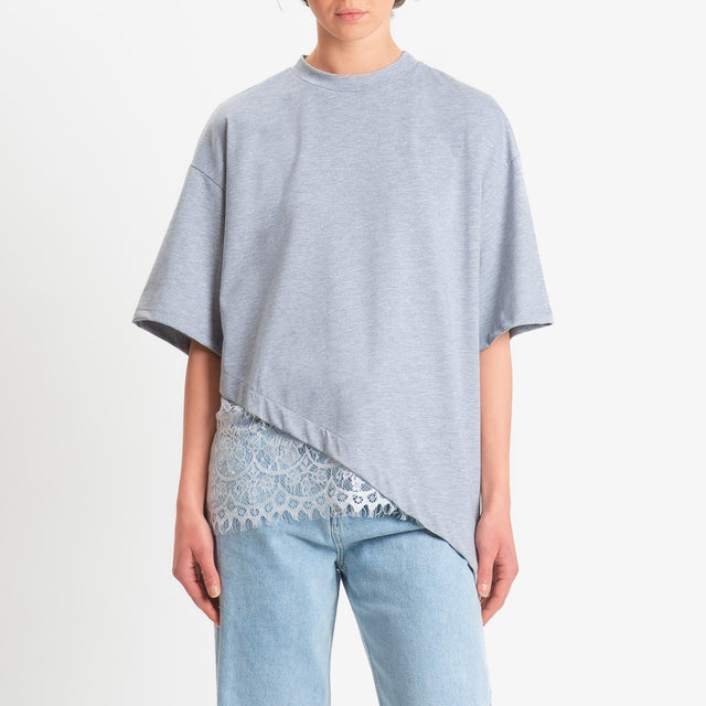 Dixie-T-shirt asimmetrica con pizzo - grigio