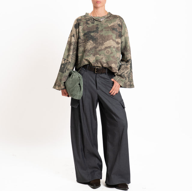 Dixie-Felpa fantasia manica ampia - militare/moro/nero