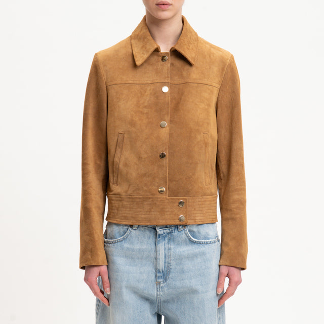 Dixie-Giacca corta suede genuine leather - cognac