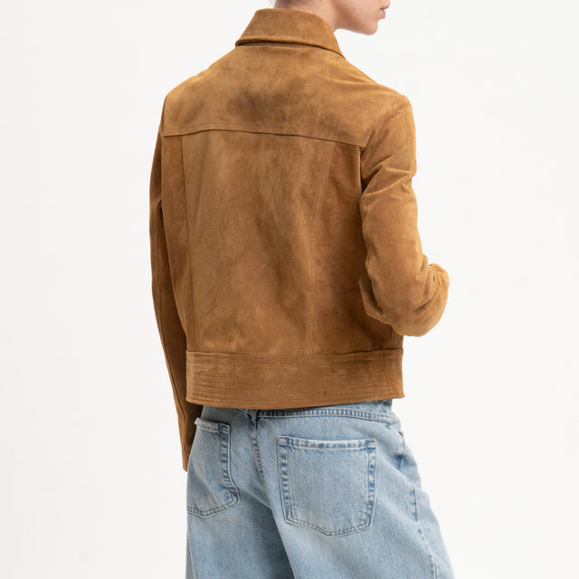 Dixie-Giacca corta suede genuine leather - cognac