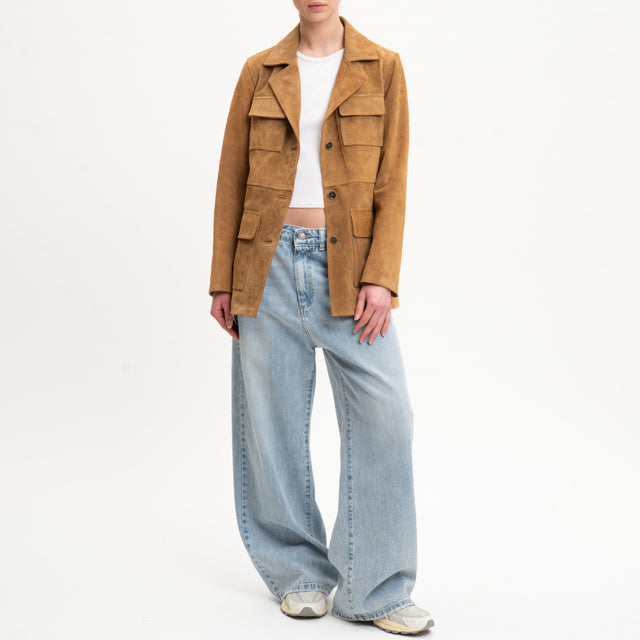 Dixie-Giacca suede genuine leather - cognac