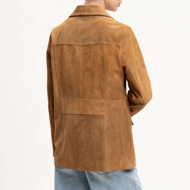 Dixie-Giacca suede genuine leather - cognac