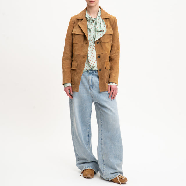 Dixie-Giacca suede genuine leather - cognac
