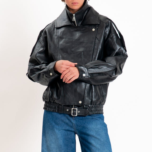 Dixie-Bomber similpelle - nero
