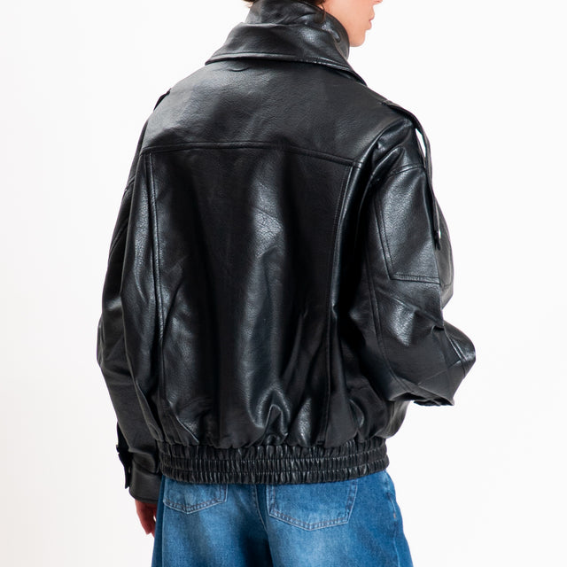 Dixie-Bomber similpelle - nero