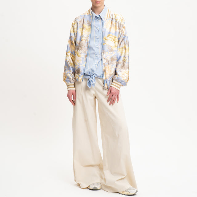 Dixie-Bomber satin fantasia floreale - polvere/mimosa/ burro