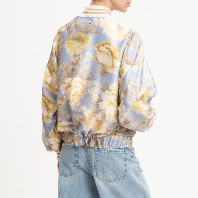 Dixie-Bomber satin fantasia floreale - polvere/mimosa/ burro