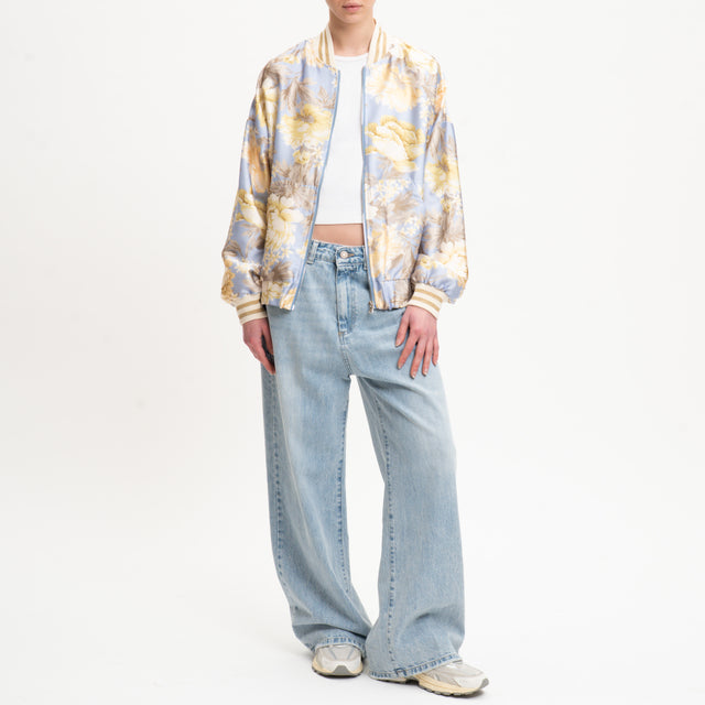 Dixie-Bomber satin fantasia floreale - polvere/mimosa/ burro