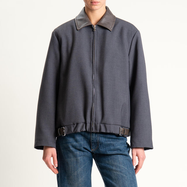 Dixie- Giacca bomber colletto similpelle - antracite/moro