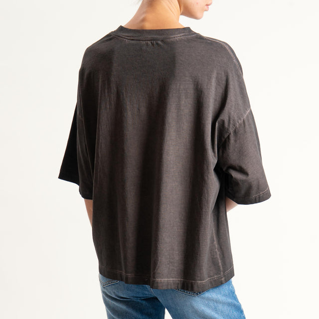 Haveone-T-shirt stampa rose stone washed - moro
