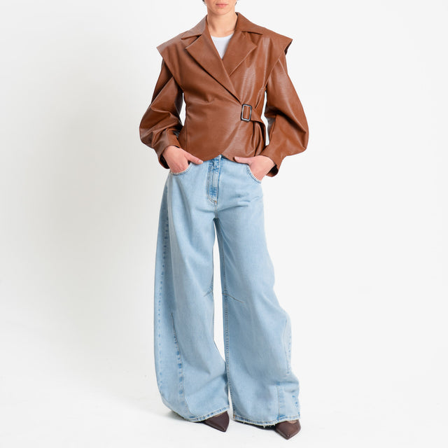 Dixie-Giacca similpelle manica ampia - tabacco