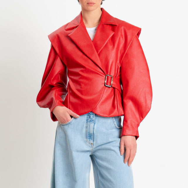 Dixie-Giacca similpelle manica ampia - rosso