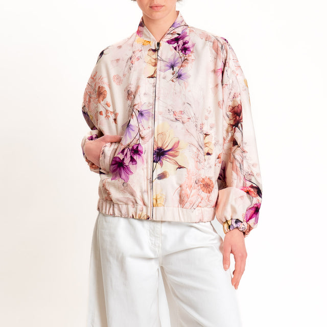 Dixie-Bomber fantasia floreale - cipria/fucsia/crema
