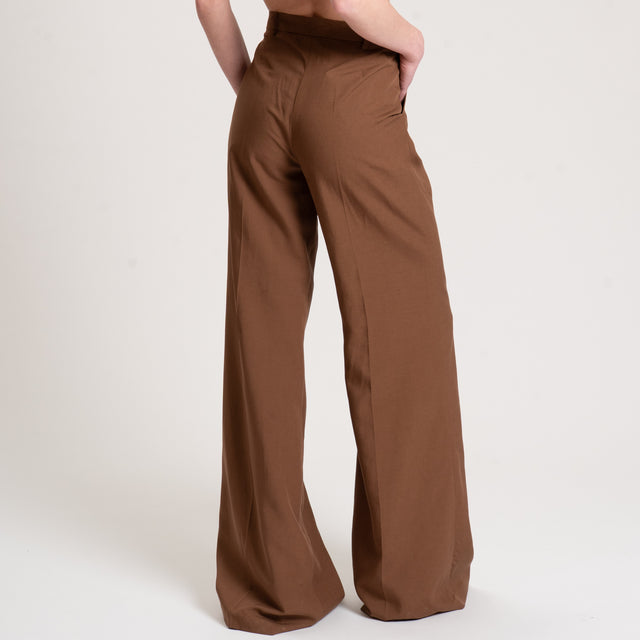 Eco-Pantalone palazzo misto lino - cioccolato