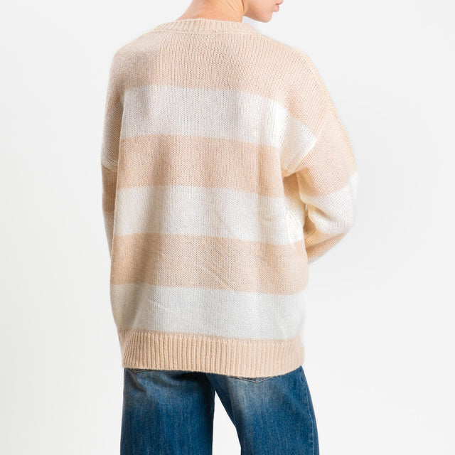 Zeroassoluto-Maglia mohair a righe - beige/latte