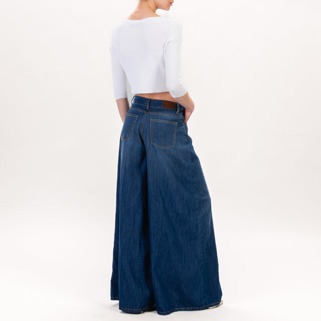 Tensione in-Pantalone chambray extra wide leg - denim