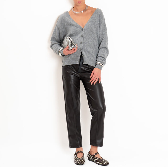 Tensione in-Pantalone similpelle con cintura - moro