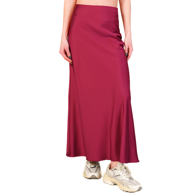 Imperial-Gonna satin elastico in vita - magenta