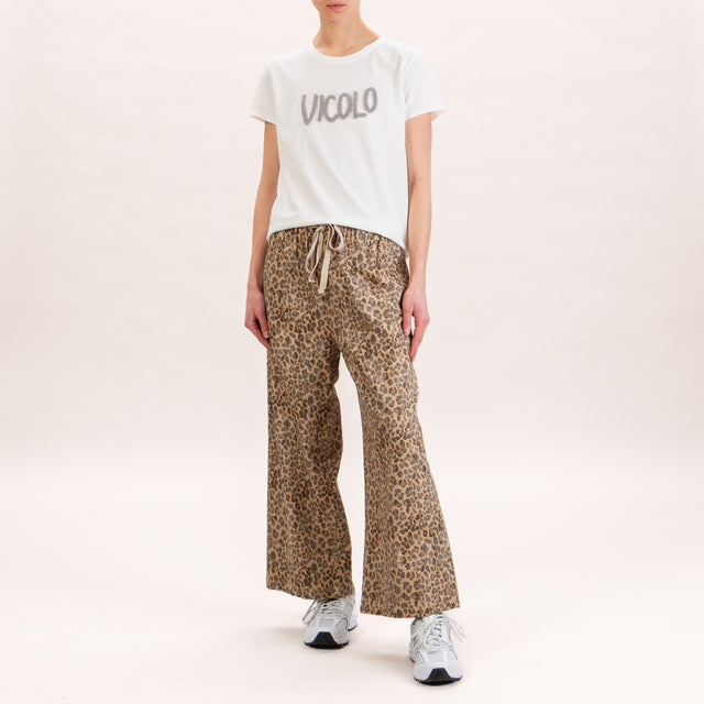 Tensione in-Pantalone maculato con coulisse - sand