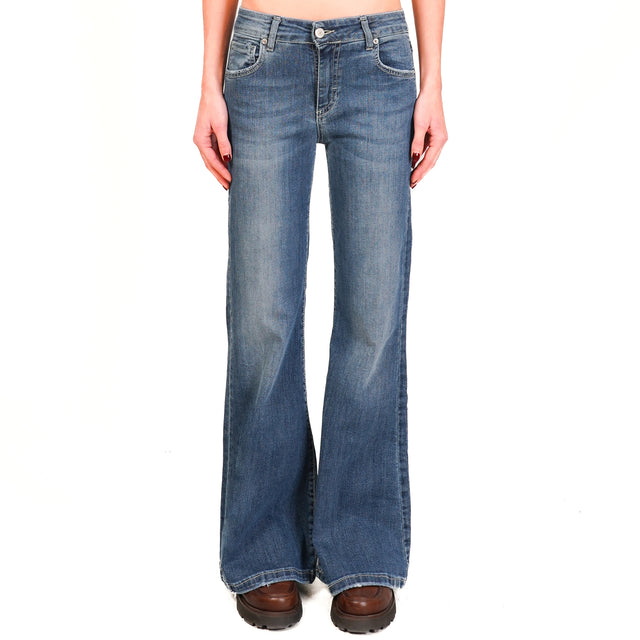 Zeroassoluto-Jeans GRETA elasticizzato a zampa - denim