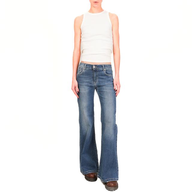 Zeroassoluto-Jeans GRETA elasticizzato a zampa - denim