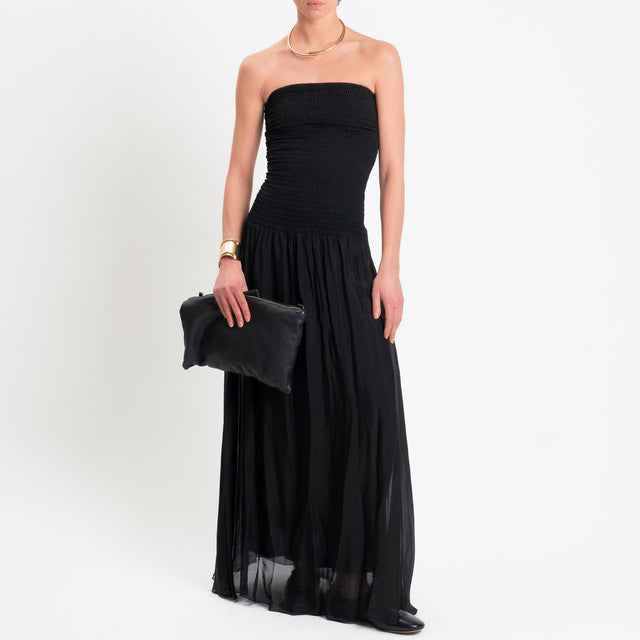 Haveone-Abito a fascia misto seta - nero