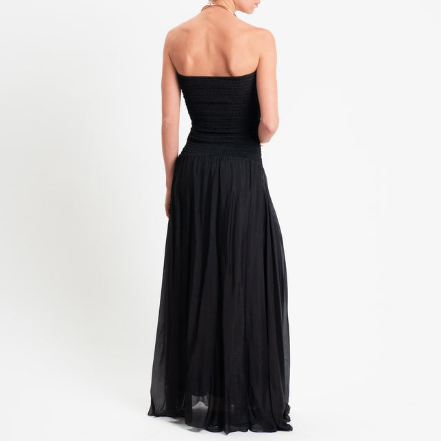 Haveone-Abito a fascia misto seta - nero