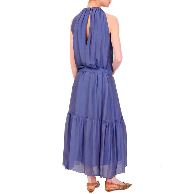 Vestido Haveone de muselina con fajín y volante - Tinta