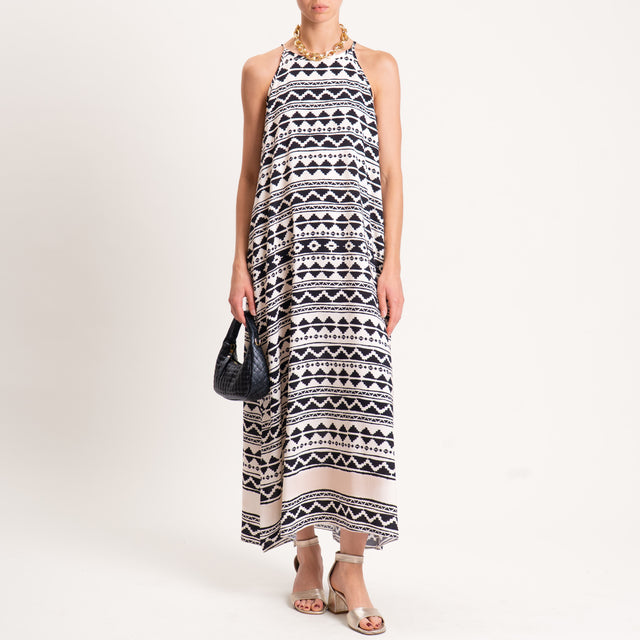 Haveone-Abito vogatore fantasia etnica - burro/nero