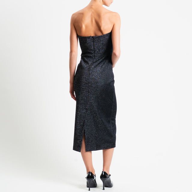 Haveone-Abito a fascia scollo cuore filo lurex - nero