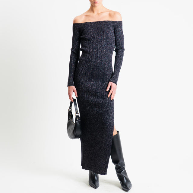 Haveone-Abito collo shiffer con lurex - nero