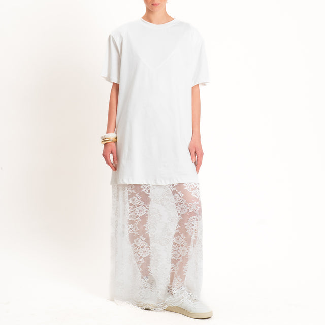 Haveone-Abito in pizzo +T-shirt - bianco
