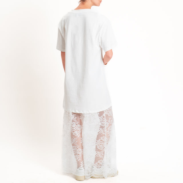 Haveone-Abito in pizzo +T-shirt - bianco