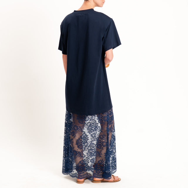Haveone-Abito in pizzo +T-shirt - blu