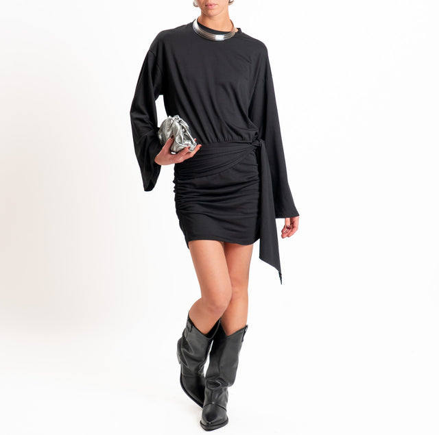 Haveone-Abito in jersey strutturato - nero