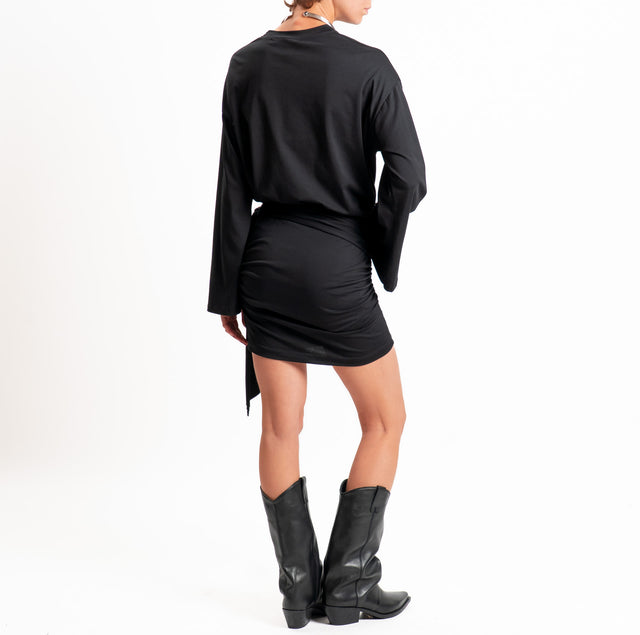 Haveone-Abito in jersey strutturato - nero