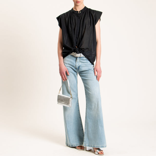 Haveone-Camicia mussola smanicata - nero
