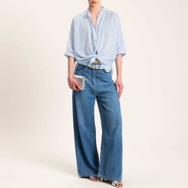 Haveone-Camicia mussola spacchi laterali - cielo