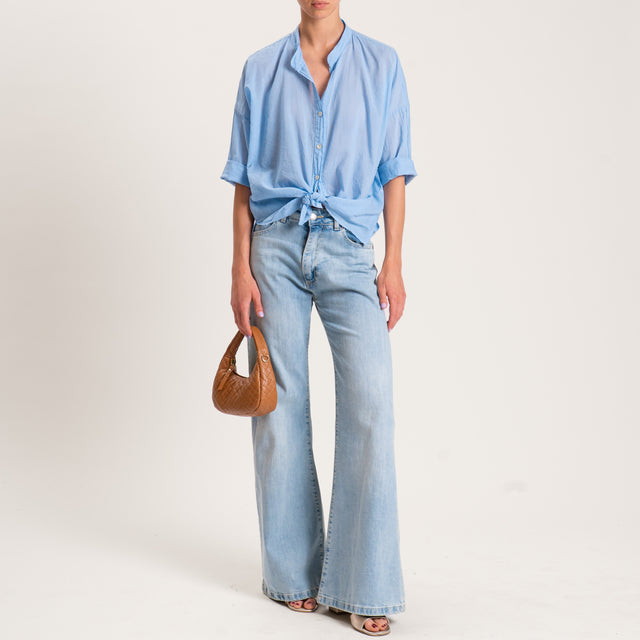 Haveone-Camicia mussola spacchi laterali - azzurro