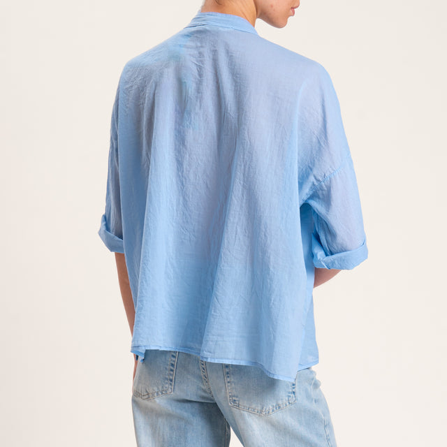 Haveone-Camicia mussola spacchi laterali - azzurro